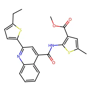 methyl 2-({[2-(5-ethyl-2-thienyl)-4-quinolinyl]carbonyl}amino)-5-methyl-3-thiophenecarboxylate structure