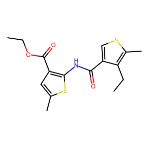 ethyl 2-(4-ethyl-5-methylthiophene-3-carboxamido)-5-methylthiophene-3-carboxylate structure