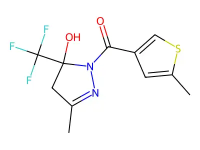 [5-hydroxy-3-methyl-5-(trifluoromethyl)-4H-pyrazol-1-yl]-(5-methylthiophen-3-yl)methanone structure