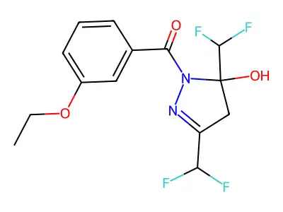[3,5-bis(difluoromethyl)-5-hydroxy-4H-pyrazol-1-yl]-(3-ethoxyphenyl)methanone structure