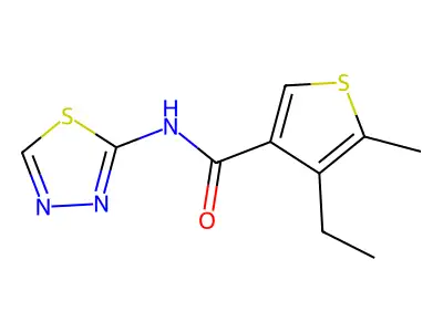 4-ethyl-5-methyl-N-(1,3,4-thiadiazol-2-yl)thiophene-3-carboxamide structure
