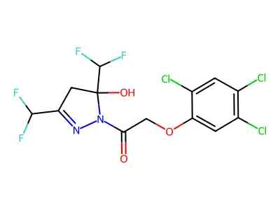 1-[3,5-bis(difluoromethyl)-5-hydroxy-4H-pyrazol-1-yl]-2-(2,4,5-trichlorophenoxy)ethanone structure