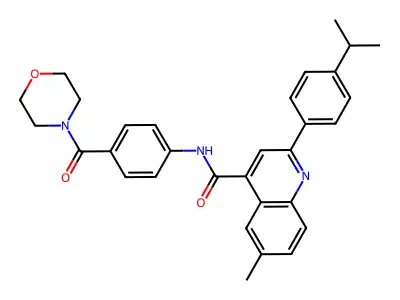 6-methyl-N-[4-(morpholine-4-carbonyl)phenyl]-2-(4-propan-2-ylphenyl)quinoline-4-carboxamide structure