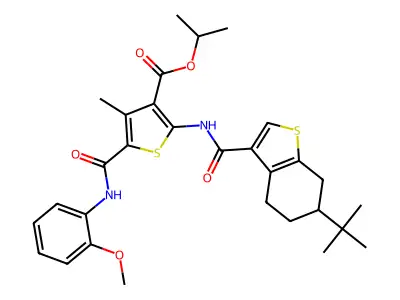 isopropyl 2-{[(6-tert-butyl-4,5,6,7-tetrahydro-1-benzothien-3-yl)carbonyl]amino}-5-[(2-methoxyanilino)carbonyl]-4-methyl-3-thiophenecarboxylate structure