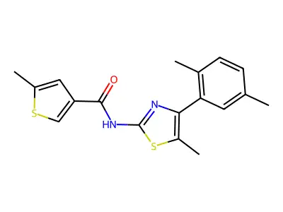 N-[4-(2,5-dimethylphenyl)-5-methyl-1,3-thiazol-2-yl]-5-methylthiophene-3-carboxamide structure