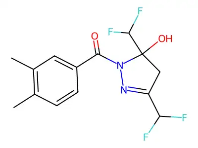 [3,5-bis(difluoromethyl)-5-hydroxy-4H-pyrazol-1-yl]-(3,4-dimethylphenyl)methanone structure