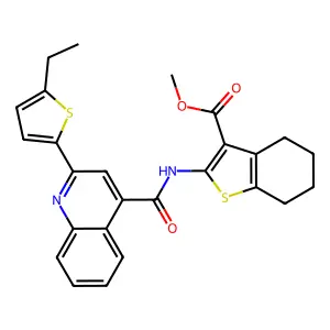 methyl 2-({[2-(5-ethyl-2-thienyl)-4-quinolinyl]carbonyl}amino)-4,5,6,7-tetrahydro-1-benzothiophene-3-carboxylate structure