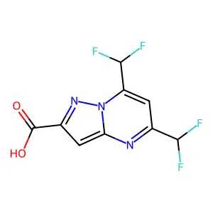 5,7-Bis(difluoromethyl)pyrazolo[1,5-a]pyrimidine-2-carboxylic acid structure