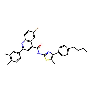 6-bromo-N-[4-(4-butylphenyl)-5-methyl-1,3-thiazol-2-yl]-2-(3,4-dimethylphenyl)quinoline-4-carboxamide structure