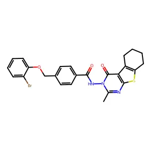 4-[(2-bromophenoxy)methyl]-N-(2-methyl-4-oxo-5,6,7,8-tetrahydro-[1]benzothiolo[2,3-d]pyrimidin-3-yl)benzamide structure