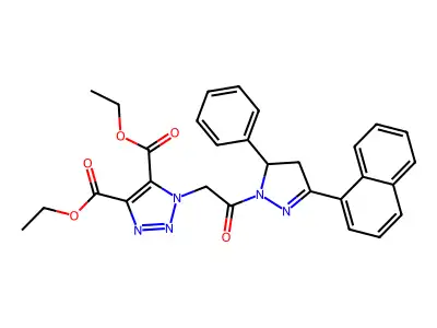 diethyl 1-{2-[3-(1-naphthyl)-5-phenyl-4,5-dihydro-1H-pyrazol-1-yl]-2-oxoethyl}-1H-1,2,3-triazole-4,5-dicarboxylate structure