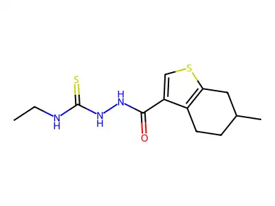 N-ethyl-2-[(6-methyl-4,5,6,7-tetrahydro-1-benzothien-3-yl)carbonyl]hydrazinecarbothioamide structure
