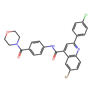 6-bromo-2-(4-chlorophenyl)-N-[4-(morpholine-4-carbonyl)phenyl]quinoline-4-carboxamide structure
