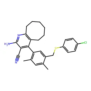 2-amino-4-(5-{[(4-chlorophenyl)sulfanyl]methyl}-2,4-dimethylphenyl)-5,6,7,8,9,10-hexahydrocycloocta[b]pyridine-3-carbonitrile structure