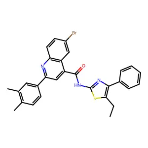 6-bromo-2-(3,4-dimethylphenyl)-N-(5-ethyl-4-phenyl-1,3-thiazol-2-yl)quinoline-4-carboxamide structure
