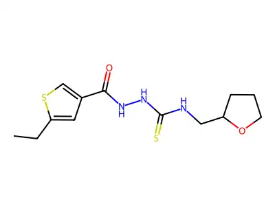 1-[(5-Ethylthiophene-3-carbonyl)amino]-3-(oxolan-2-ylmethyl)thiourea structure