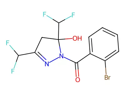 [3,5-bis(difluoromethyl)-5-hydroxy-4H-pyrazol-1-yl]-(2-bromophenyl)methanone structure