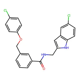 N-[(5-chloro-1H-indol-2-yl)methyl]-3-[(4-chlorophenoxy)methyl]benzamide structure