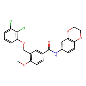 3-[(2,3-dichlorophenoxy)methyl]-N-(2,3-dihydro-1,4-benzodioxin-6-yl)-4-methoxybenzamide structure