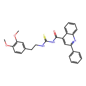 N-[2-(3,4-dimethoxyphenyl)ethylcarbamothioyl]-2-phenylquinoline-4-carboxamide structure