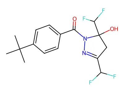 1-(4-tert-butylbenzoyl)-3,5-bis(difluoromethyl)-4,5-dihydro-1H-pyrazol-5-ol structure