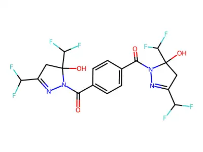 [4-[3,5-bis(difluoromethyl)-5-hydroxy-4H-pyrazole-1-carbonyl]phenyl]-[3,5-bis(difluoromethyl)-5-hydroxy-4H-pyrazol-1-yl]methanone structure