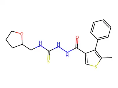 1-[(5-Methyl-4-phenylthiophene-3-carbonyl)amino]-3-(oxolan-2-ylmethyl)thiourea structure