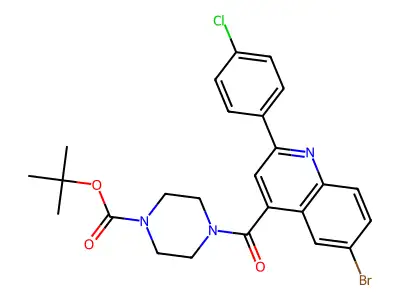 Tert-butyl 4-[6-bromo-2-(4-chlorophenyl)quinoline-4-carbonyl]piperazine-1-carboxylate structure