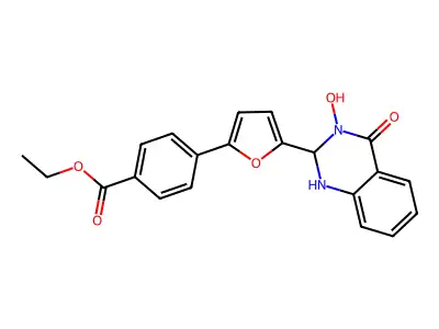 Ethyl 4-[5-(3-hydroxy-4-oxo-1,2,3,4-tetrahydro-2-quinazolinyl)-2-furyl]benzoate structure
