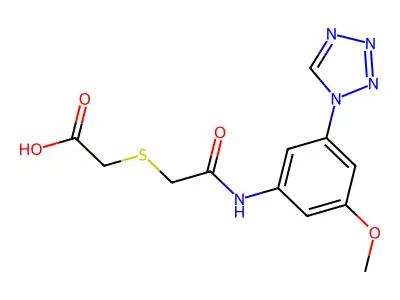 2-[[3-methoxy-5-(tetrazol-1-yl)phenyl]carbamoylmethylsulfanyl]acetic Acid structure