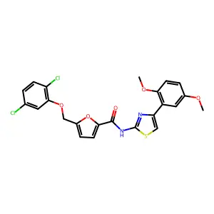 5-[(2,5-dichlorophenoxy)methyl]-N-[4-(2,5-dimethoxyphenyl)-1,3-thiazol-2-yl]furan-2-carboxamide structure