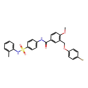 3-[(4-bromophenoxy)methyl]-4-methoxy-N-[4-(2-toluidinosulfonyl)phenyl]benzamide structure