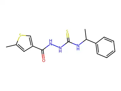 1-[(5-Methylthiophene-3-carbonyl)amino]-3-(1-phenylethyl)thiourea structure