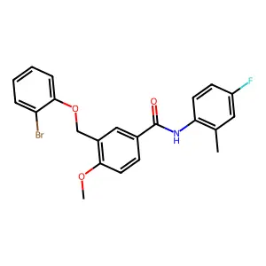 3-[(2-bromophenoxy)methyl]-N-(4-fluoro-2-methylphenyl)-4-methoxybenzamide structure