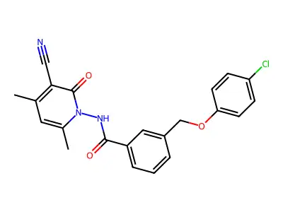 3-[(4-Chlorophenoxy)methyl]-N-(3-cyano-4,6-dimethyl-2-oxo-1(2H)-pyridinyl)benzamide structure