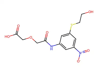 [2-({3-[(2-Hydroxyethyl)sulfanyl]-5-nitrophenyl}amino)-2-oxoethoxy]acetic acid structure