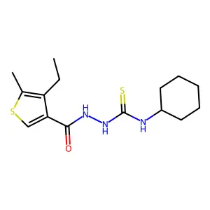 1-Cyclohexyl-3-[(4-ethyl-5-methylthiophene-3-carbonyl)amino]thiourea structure