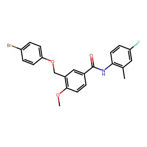 3-[(4-bromophenoxy)methyl]-N-(4-fluoro-2-methylphenyl)-4-methoxybenzamide structure