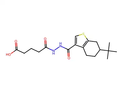 5-{2-[(6-tert-butyl-4,5,6,7-tetrahydro-1-benzothien-3-yl)carbonyl]hydrazino}-5-oxopentanoic acid structure