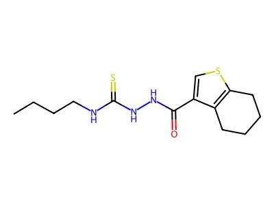 1-Butyl-3-(4,5,6,7-tetrahydro-1-benzothiophene-3-carbonylamino)thiourea structure