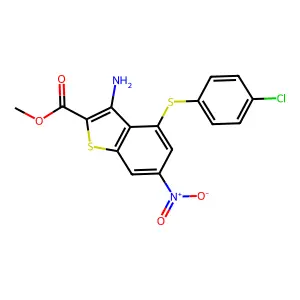 methyl 3-amino-4-[(4-chlorophenyl)sulfanyl]-6-nitro-1-benzothiophene-2-carboxylate structure