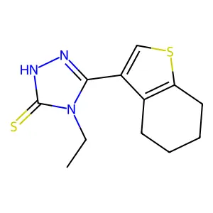 4-ethyl-5-(4,5,6,7-tetrahydro-1-benzothien-3-yl)-4H-1,2,4-triazole-3-thiol structure