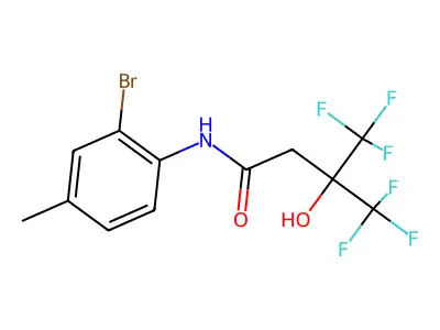 N-(2-bromo-4-methylphenyl)-4,4,4-trifluoro-3-hydroxy-3-(trifluoromethyl)butanamide structure