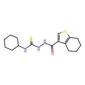 1-Cyclohexyl-3-(4,5,6,7-tetrahydro-1-benzothiophene-3-carbonylamino)thiourea structure