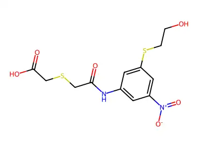 [(2-{3-[(2-hydroxyethyl)sulfanyl]-5-nitroanilino}-2-oxoethyl)sulfanyl]acetic acid structure