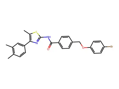 4-[(4-bromophenoxy)methyl]-N-[4-(3,4-dimethylphenyl)-5-methyl-1,3-thiazol-2-yl]benzamide structure
