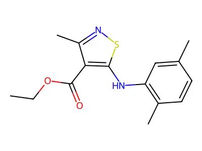 Ethyl 5-(2,5-dimethylanilino)-3-methyl-4-isothiazolecarboxylate structure