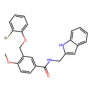 3-[(2-bromophenoxy)methyl]-N-(1H-indol-2-ylmethyl)-4-methoxybenzamide structure