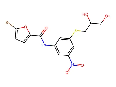 5-bromo-N-[3-(2,3-dihydroxypropylsulfanyl)-5-nitrophenyl]furan-2-carboxamide structure