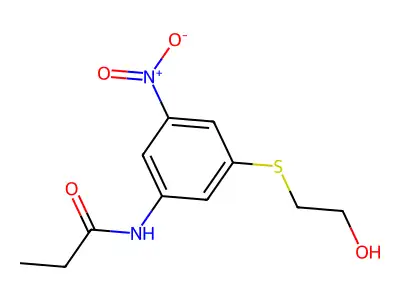 N-{3-[(2-hydroxyethyl)sulfanyl]-5-nitrophenyl}propanamide structure